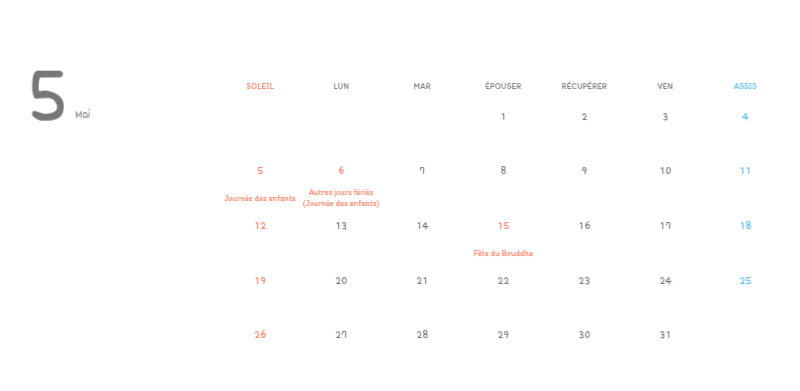 Calendriers mignons avec des illustrations câlines