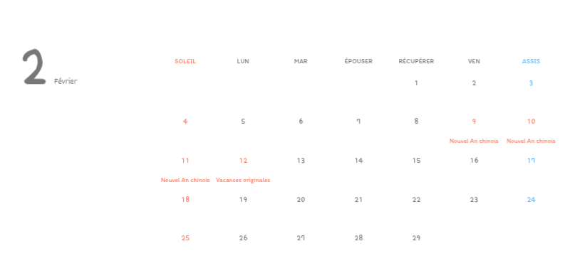 Calendriers mignons avec des illustrations câlines