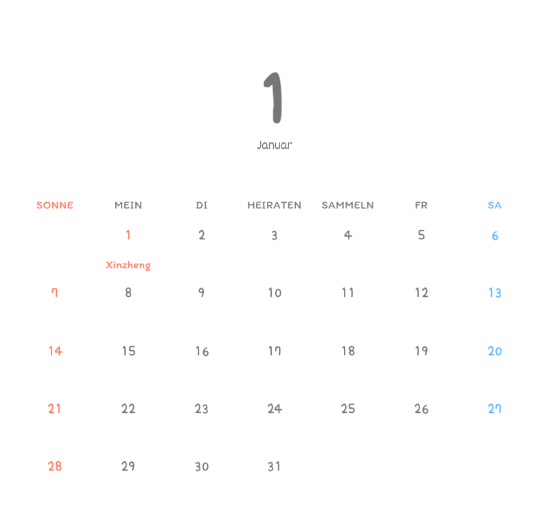 Niedliche Kalender mit knuffigen Illustrationen