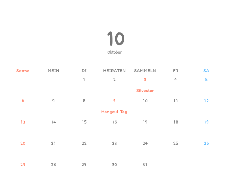 Niedliche Kalender mit knuffigen Illustrationen