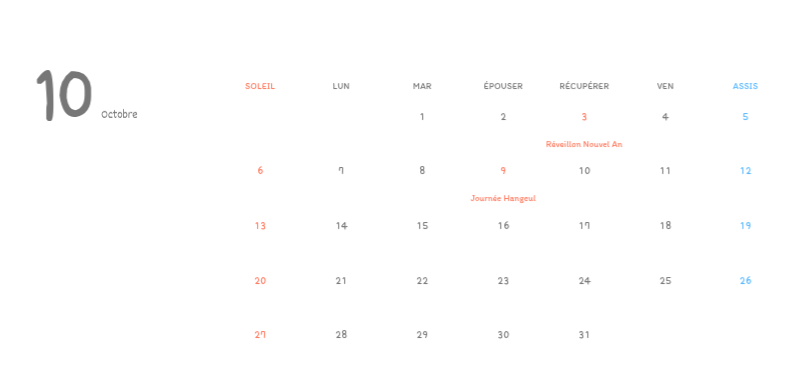 Calendriers mignons avec des illustrations câlines