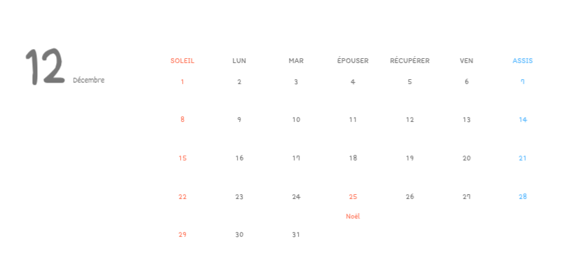 Calendriers mignons avec des illustrations câlines