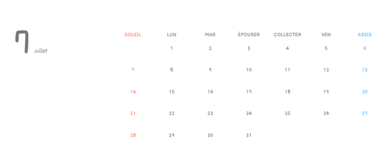 Calendriers mignons avec des illustrations câlines