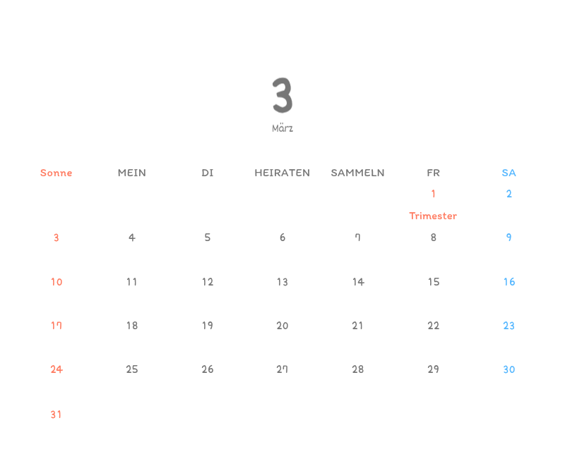 Niedliche Kalender mit knuffigen Illustrationen