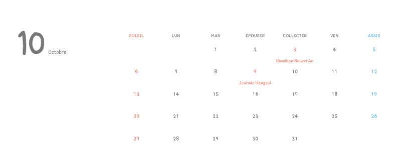 Calendriers mignons avec des illustrations câlines