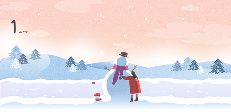 Calendriers mignons avec des illustrations câlines