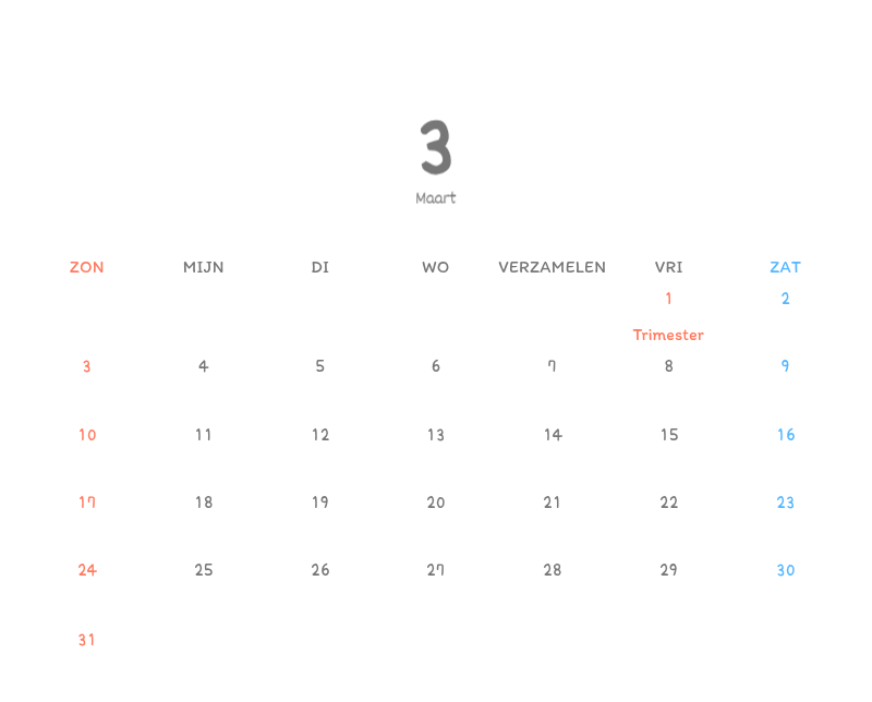 Schattige kalenders met schattige illustraties