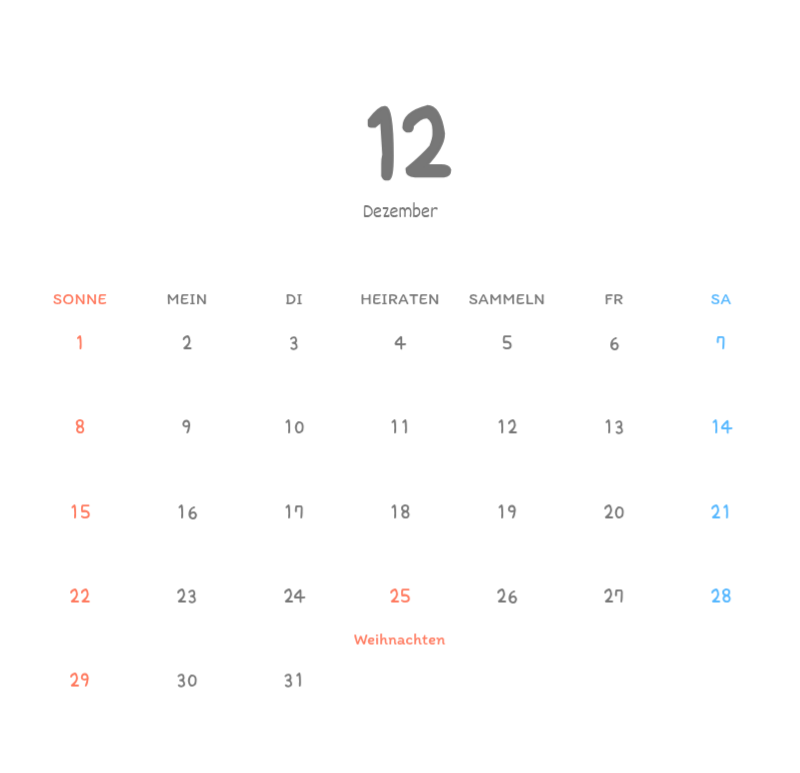 Niedliche Kalender mit knuffigen Illustrationen