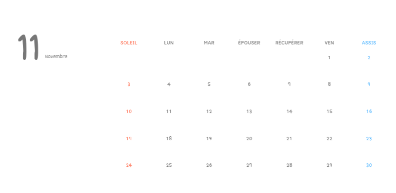 Calendriers mignons avec des illustrations câlines