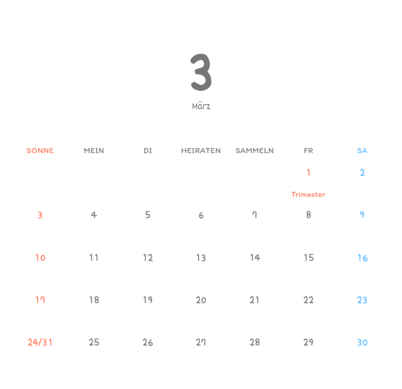 Niedliche Kalender mit knuffigen Illustrationen