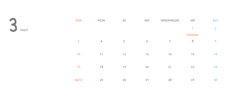 Schattige kalenders met schattige illustraties