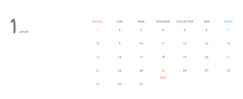 Calendriers mignons avec des illustrations câlines