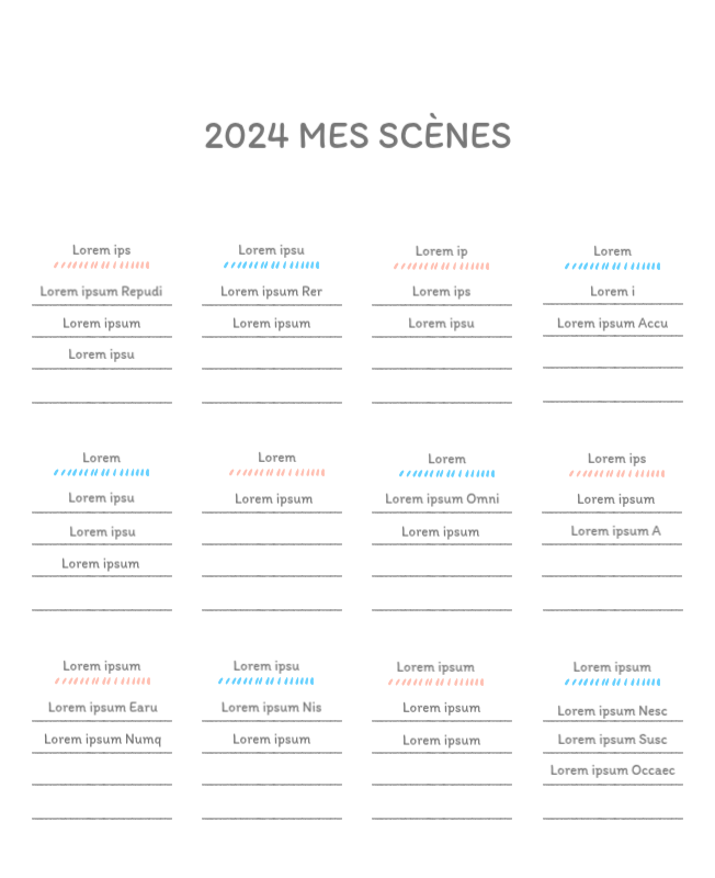 Calendriers mignons avec des illustrations câlines