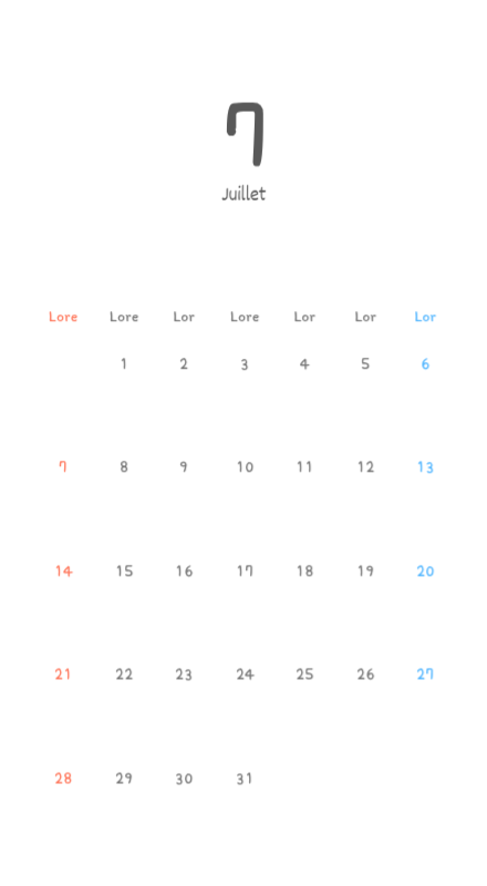 Calendriers mignons avec des illustrations câlines