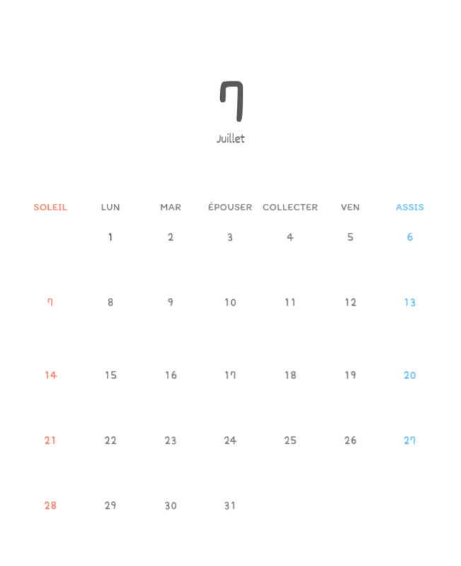 Calendriers mignons avec des illustrations câlines