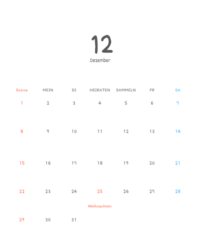 Niedliche Kalender mit knuffigen Illustrationen