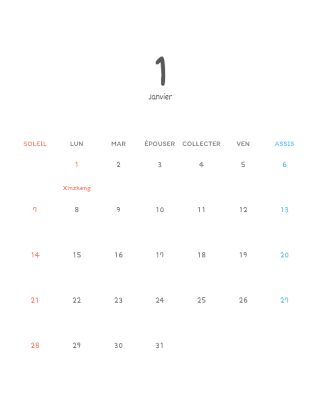 Calendriers mignons avec des illustrations câlines