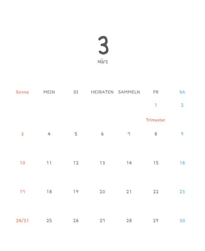 Niedliche Kalender mit knuffigen Illustrationen