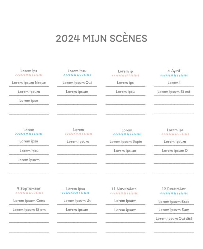 Schattige kalenders met schattige illustraties