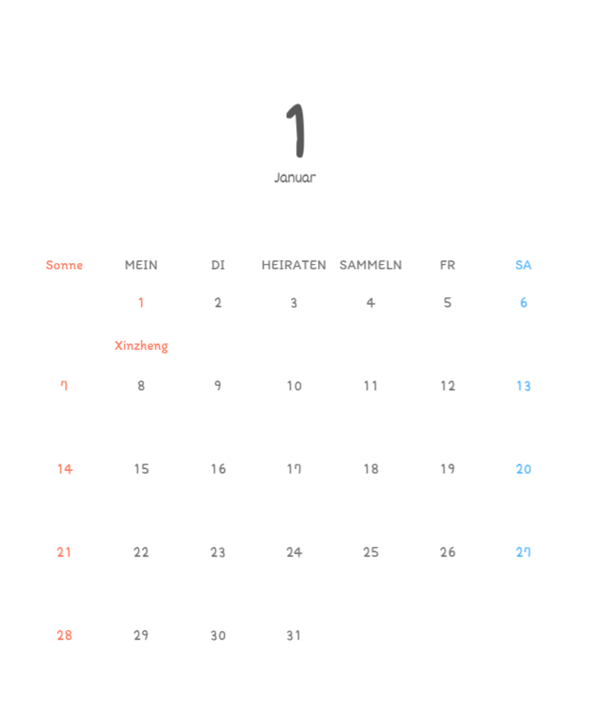 Niedliche Kalender mit knuffigen Illustrationen