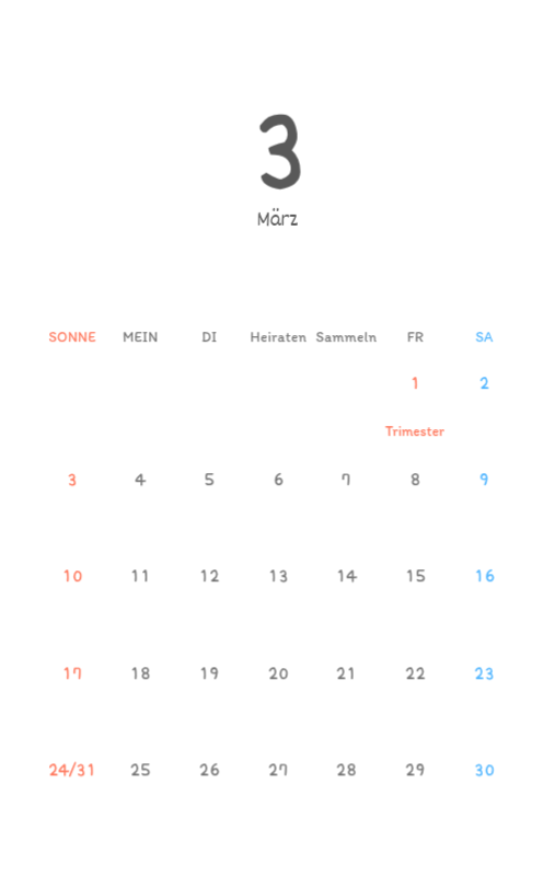 Niedliche Kalender mit knuffigen Illustrationen