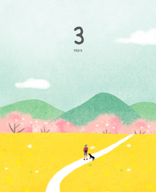 Calendriers mignons avec des illustrations câlines