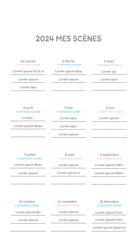 Calendriers mignons avec des illustrations câlines