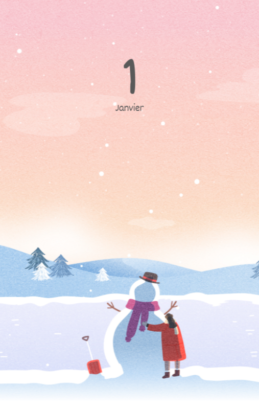 Calendriers mignons avec des illustrations câlines