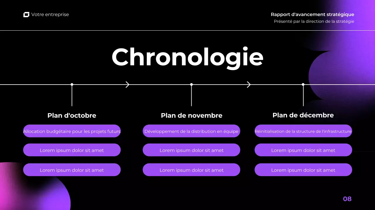 présentation de rapport trimestriel d'activité pourpre rose dégradé moderne