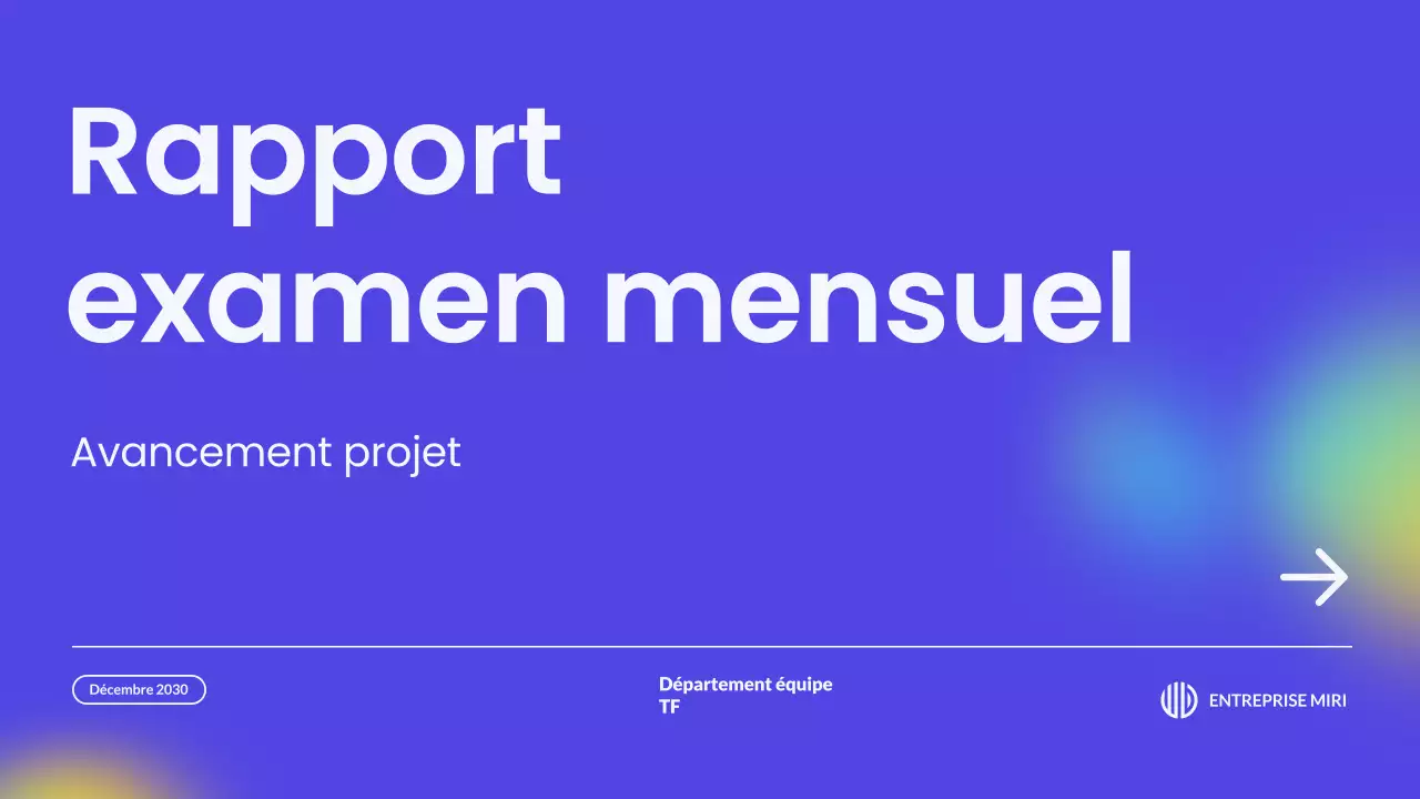 présentation du rapport d'examen mensuel blue modern