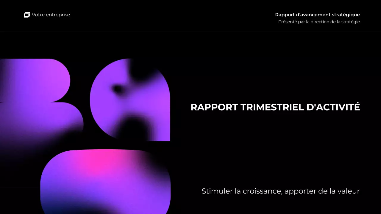 présentation de rapport trimestriel d'activité pourpre rose dégradé moderne