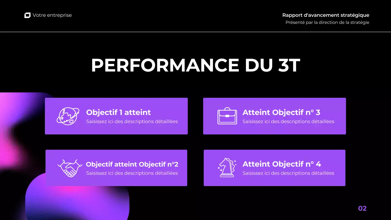 présentation de rapport trimestriel d'activité pourpre rose dégradé moderne