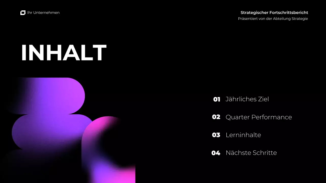 lila rosa Farbverlauf moderne vierteljährliche Geschäftsbericht Präsentation