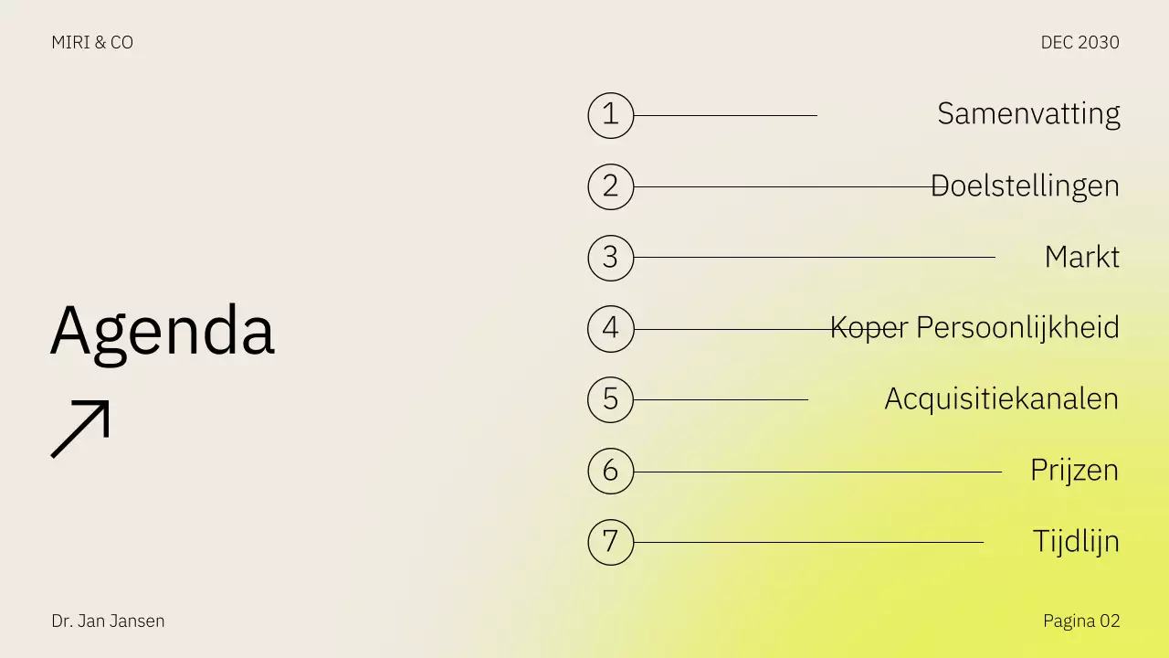 Beige Geel Marktstrategie Presentatie Ondernemingsplan