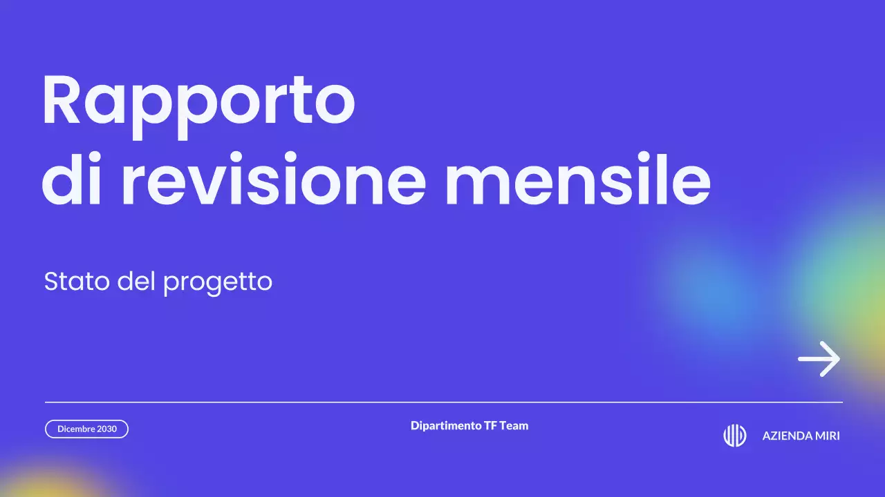 presentazione del rapporto di revisione mensile blue modern
