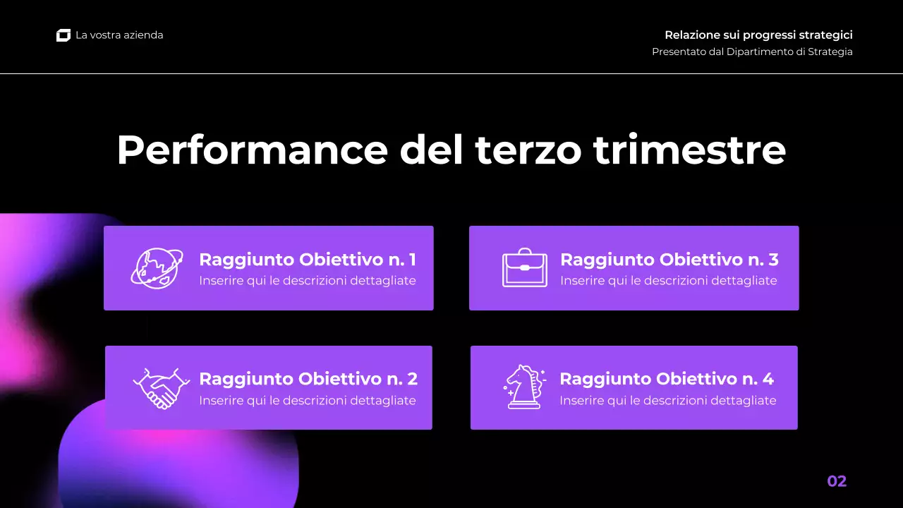 viola rosa gradiente moderna relazione trimestrale d'affari presentazione