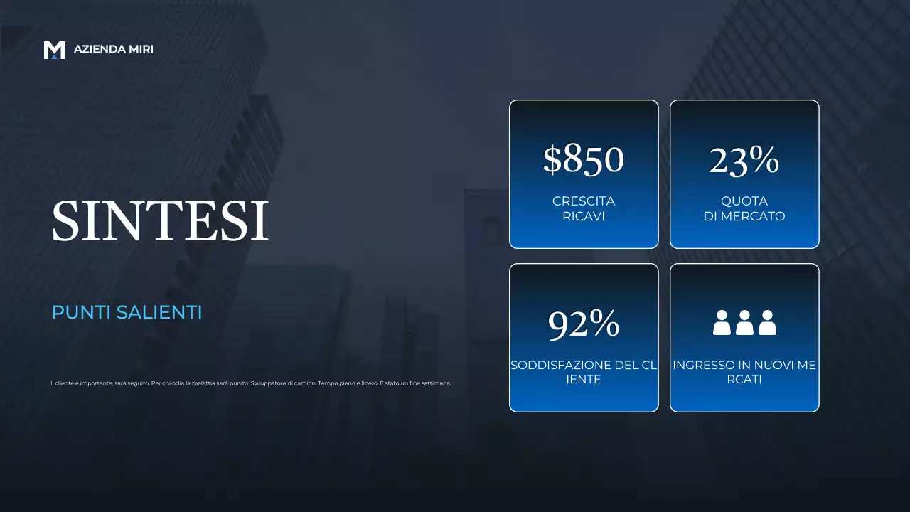 Presentazione dell'annuncio del rapporto Blue Modern Business