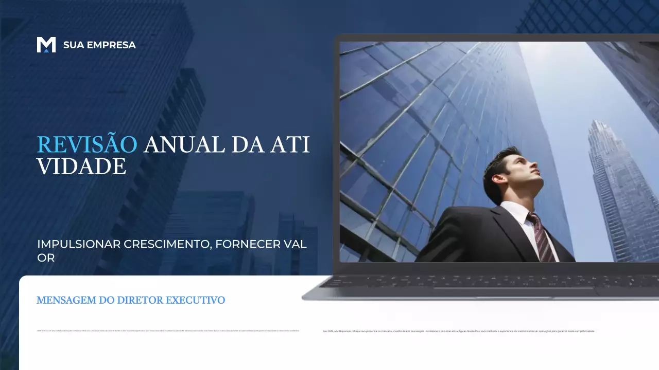 Apresentação do anúncio do relatório da Blue Modern Business