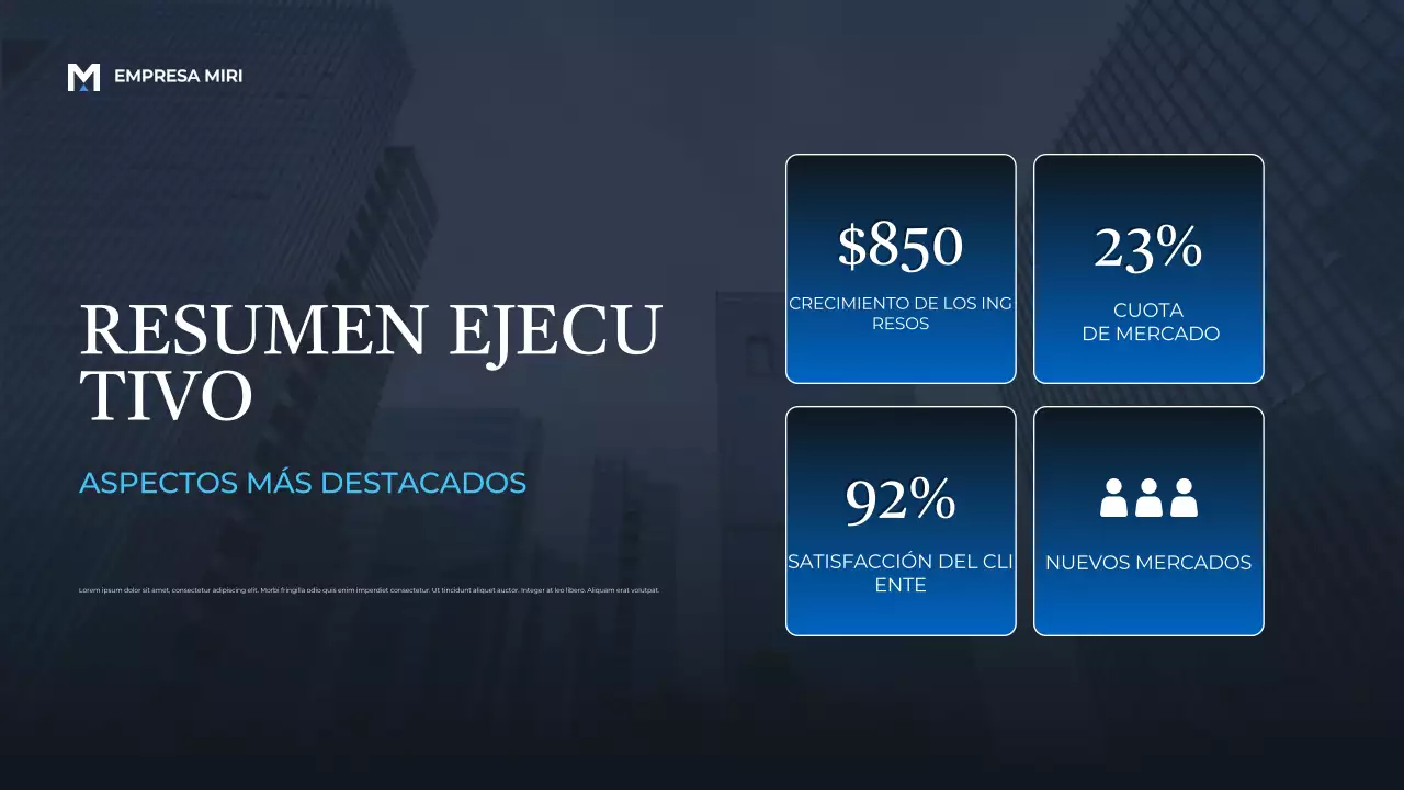 Presentación del informe Blue Modern Business