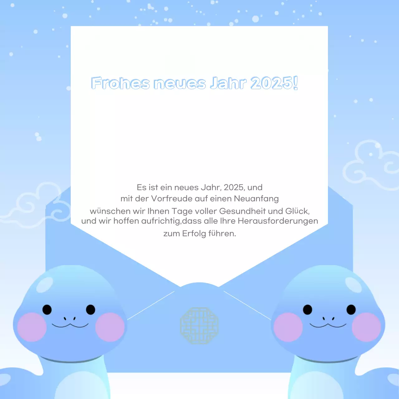 Eine hübsche Anzeige für das Neujahrsfest in Hellblau und Gelb