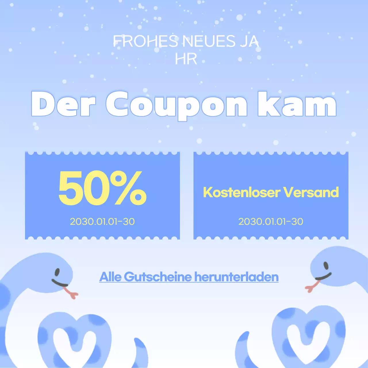 Eine hübsche Anzeige für das Neujahrsfest in Hellblau und Gelb