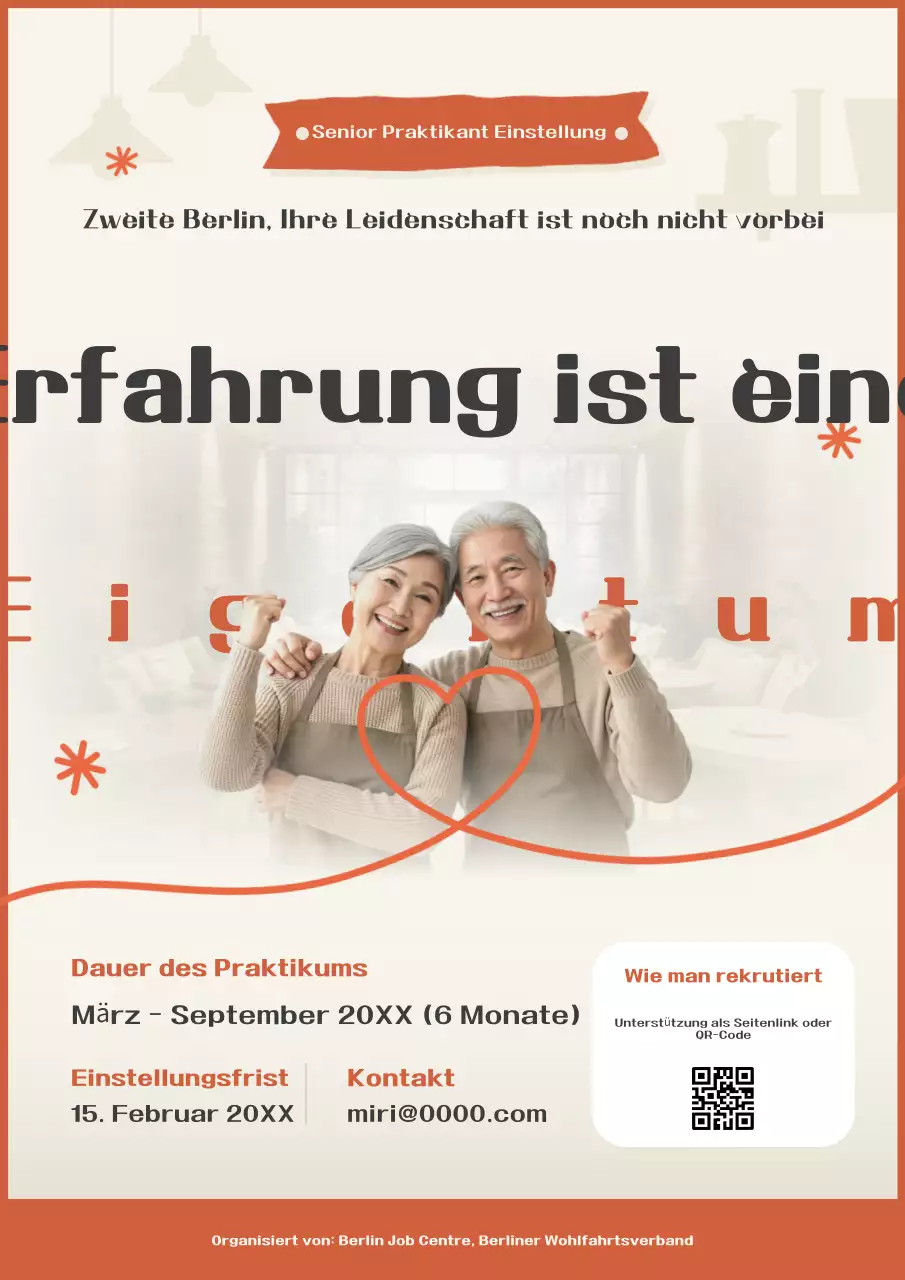 Orange Einfacher Einstellungsbrief für Praktikanten