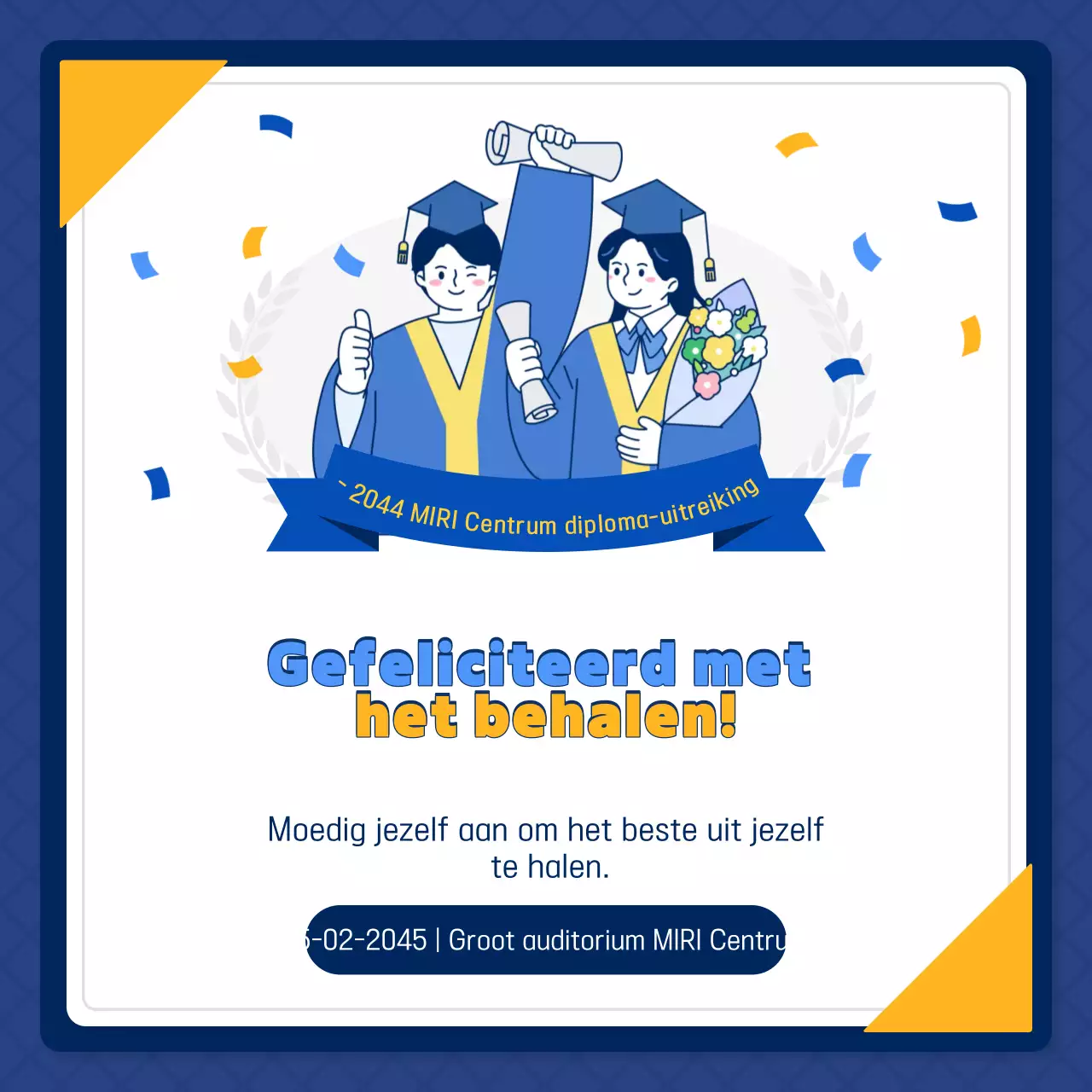 Blauwe eenvoudige afstudeerceremonie