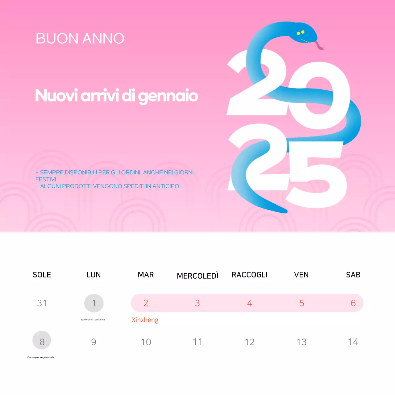 Una bella pubblicità per l'evento di Capodanno in azzurro e giallo