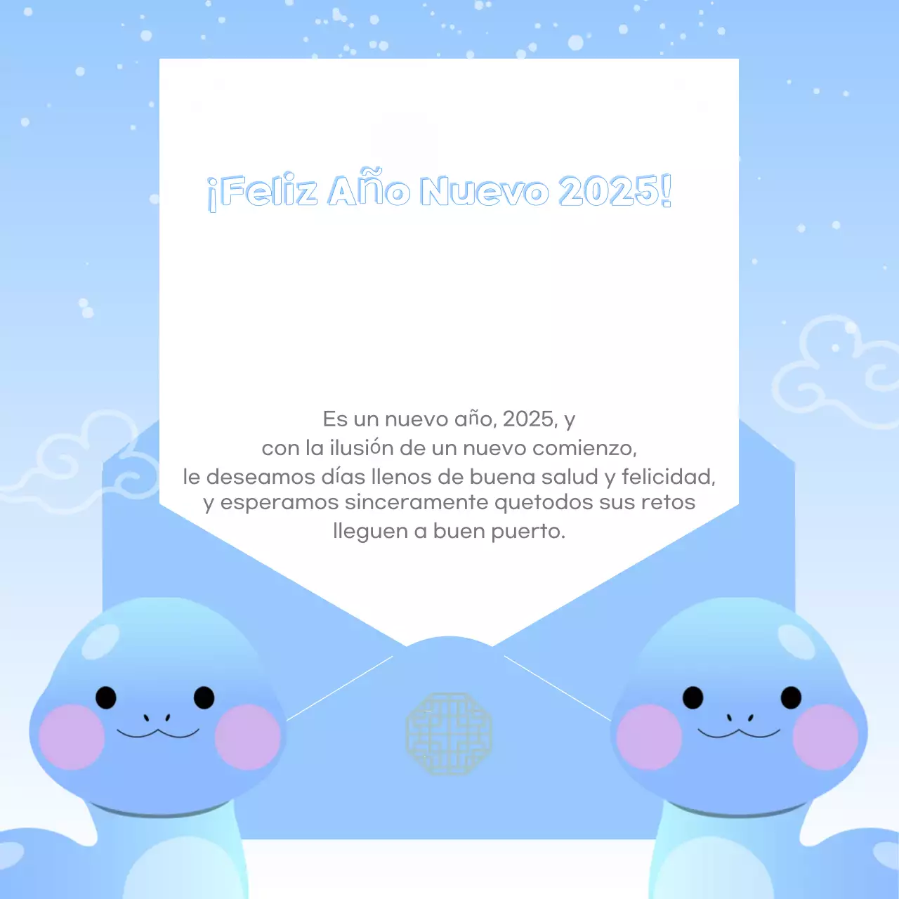 Un bonito anuncio de Año Nuevo en azul claro y amarillo