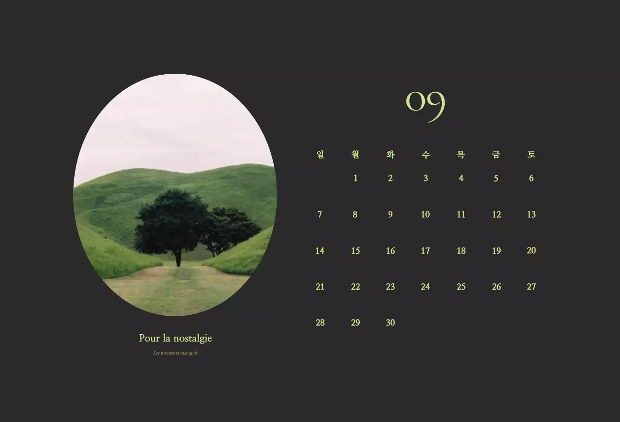 Agenda vintage kaki Calendrier