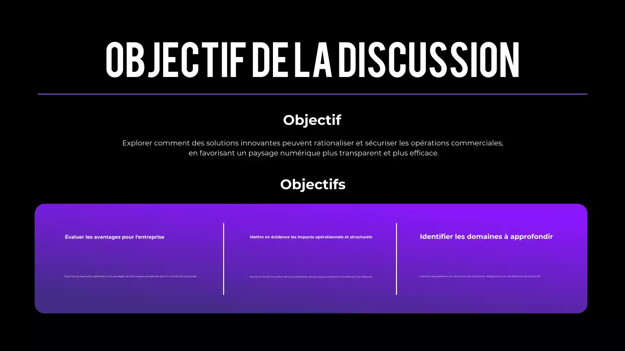 résumé en violet présentation à la conférence