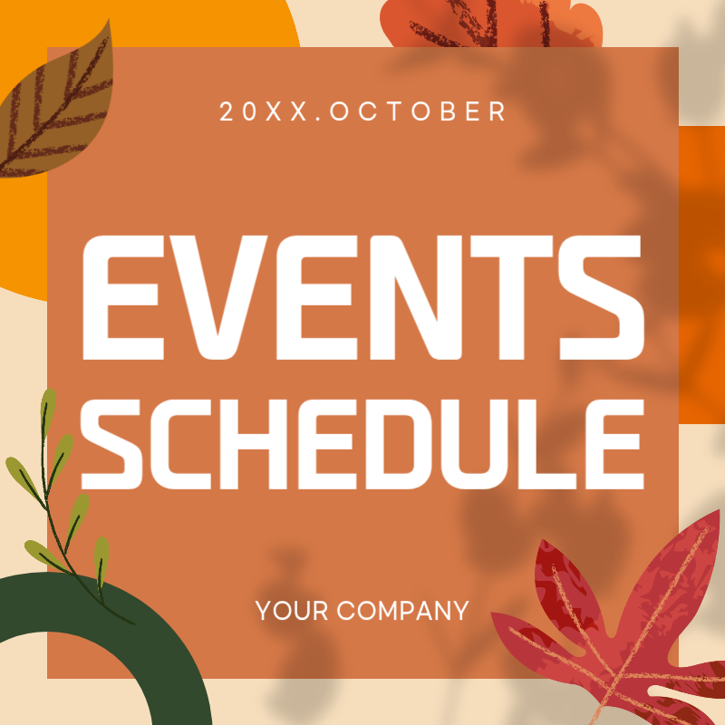 Orange Minimal Events Schedule Social Media Post