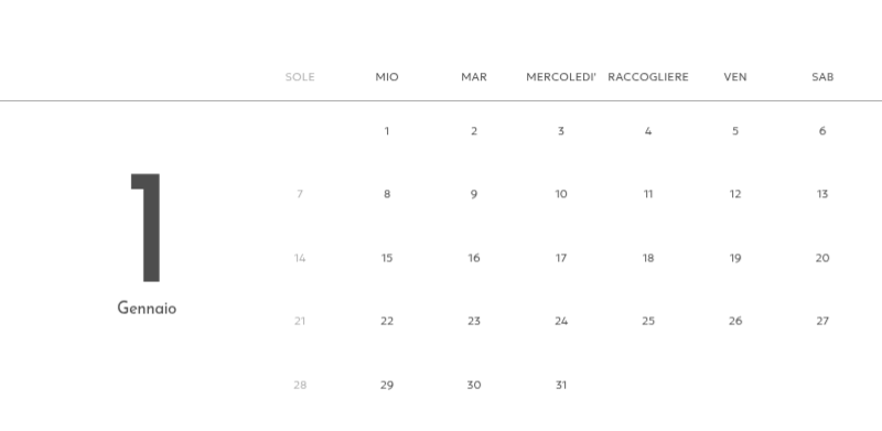 Un calendario fotografico dall'atmosfera pulita e urbana
