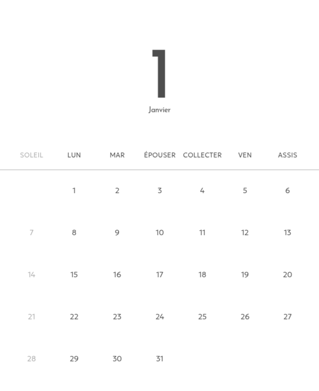 Un calendrier photo à l'allure urbaine et épurée